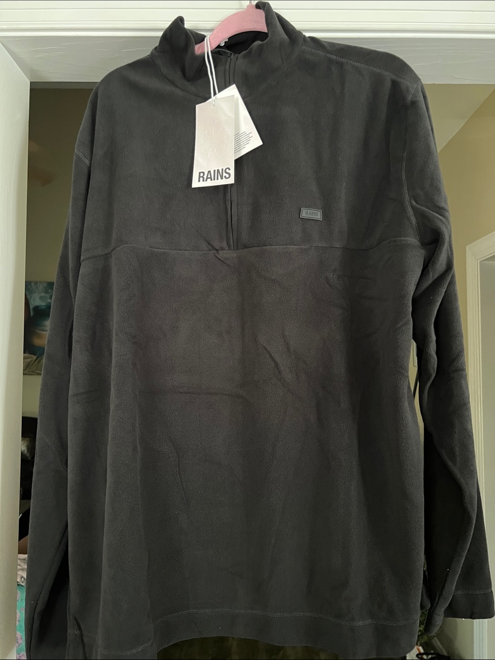 Rains Men's Zip-Up Fleece Pullover in Charcoal